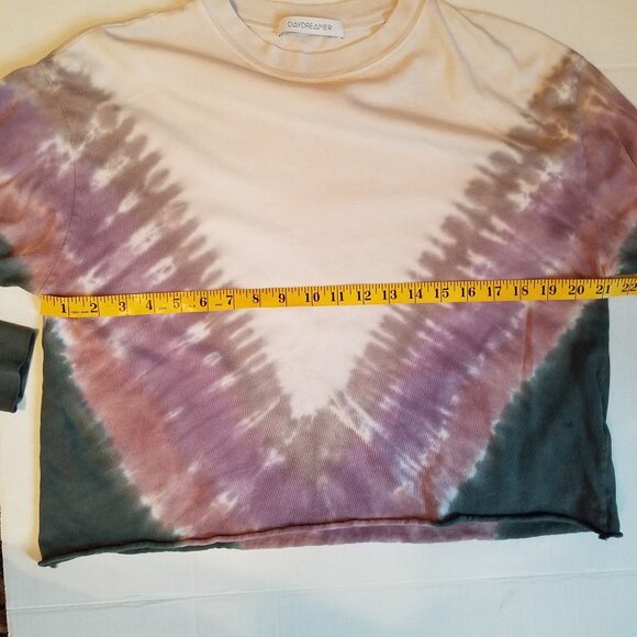 Daydreamer Tie Dye Cropped Hippie Festival Tee Shirt in Dusty Rose Small - Picture 14 of 16